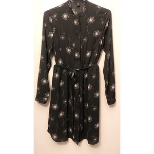 Sheer sleeved tie dress, XS